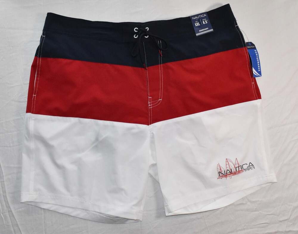 Nautica Men's Performance Tri-Color Block Boardshorts XXL (1049)